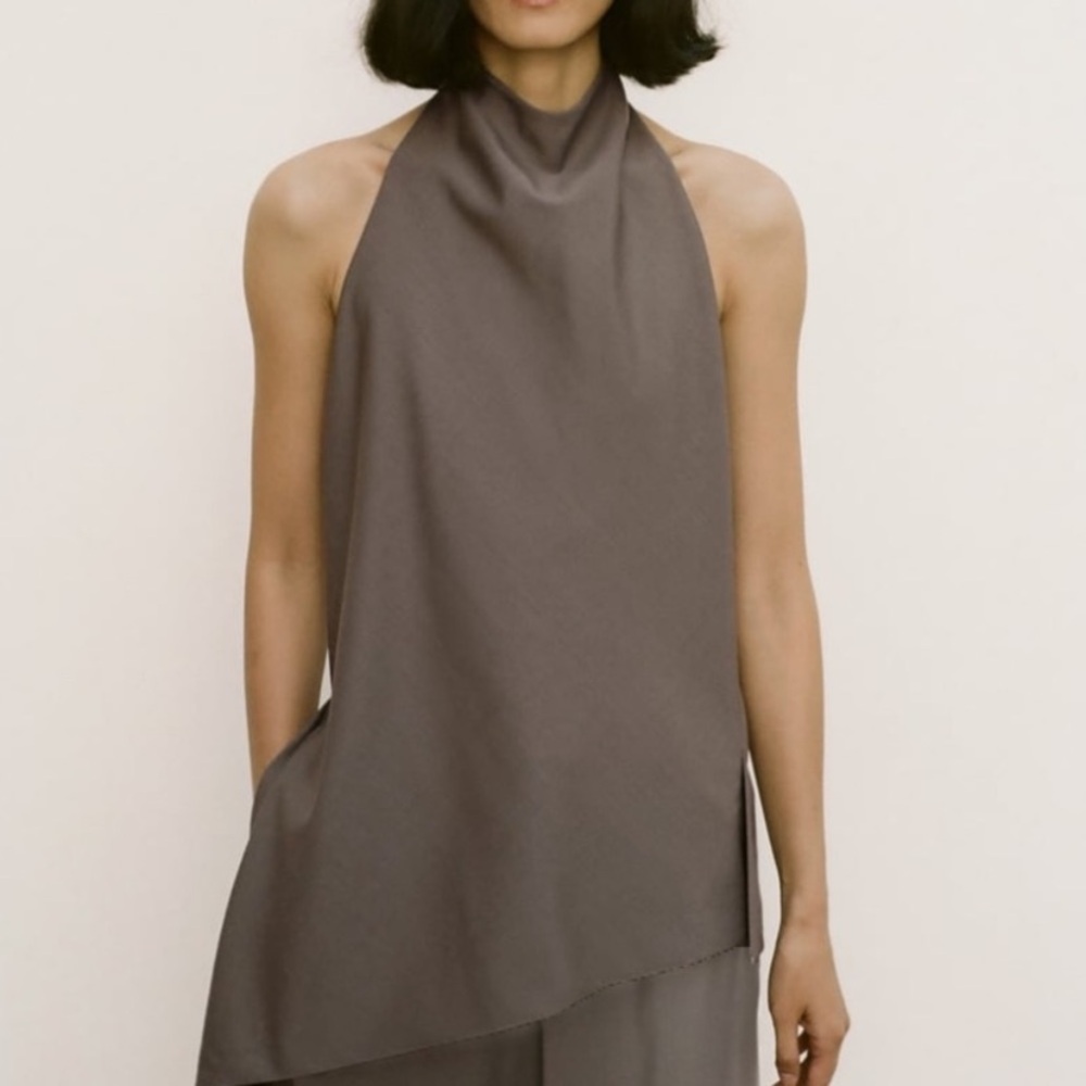 NWT Zara Minimalist Wool Halter Top